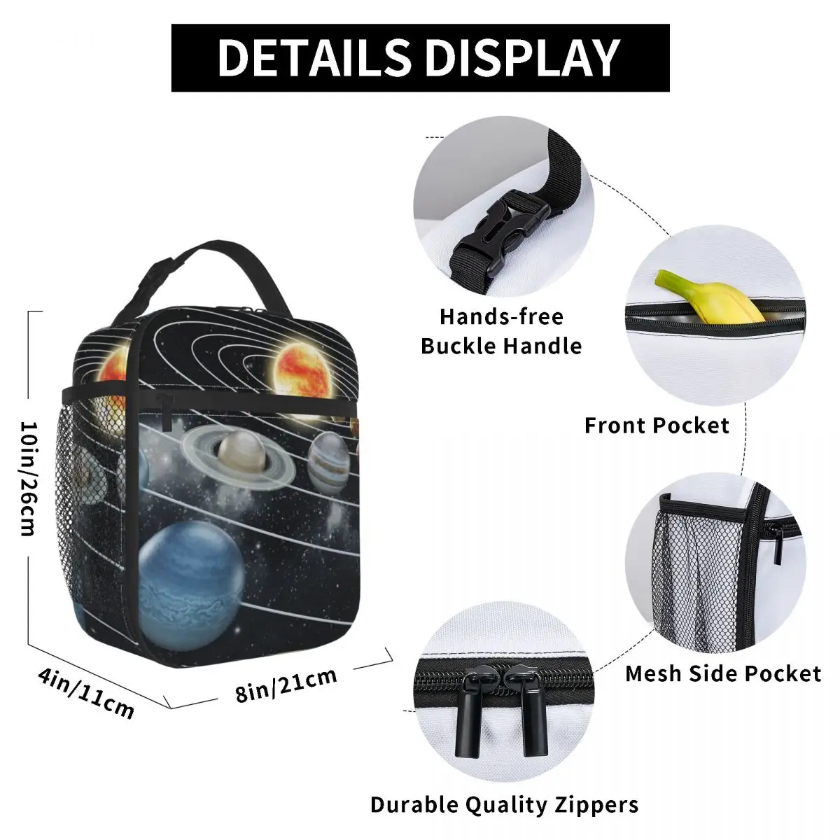 

Galaxy Solar System Lunch Bag for Women Men Large Insulated Lunch Box with Water Bottle Holder and Pockets