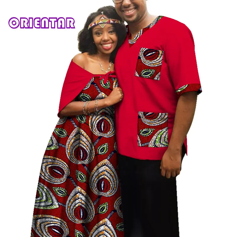 3 Traditional African Clothes for Couples Men Women African Print Long Dress Tops T Shirt Casual Ball Gown Lover Clothing WYQ181 - Цвет: 3