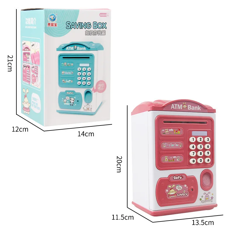 

Electronic Piggy Bank ATM Password Money Box Cash Coins Saving ATM Bank Safe Box Auto Scroll Paper Banknote Gift For Kids