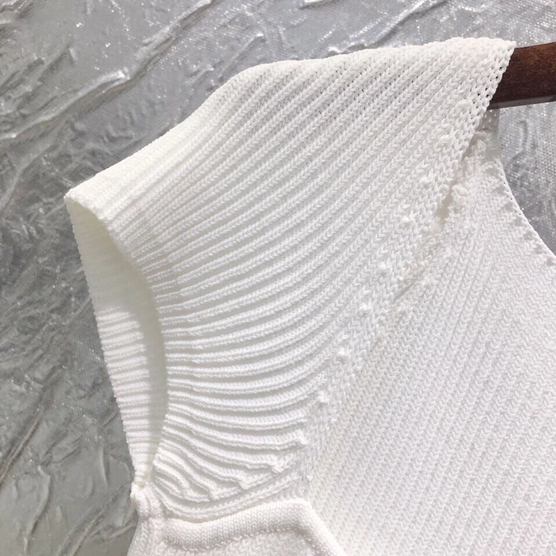 

TWOTWINSTYLE Knitting Slim Female's Dress Square Collar Short Sleeve High Waist Midi Elegant Dress Women 2020 Summer New Clothes