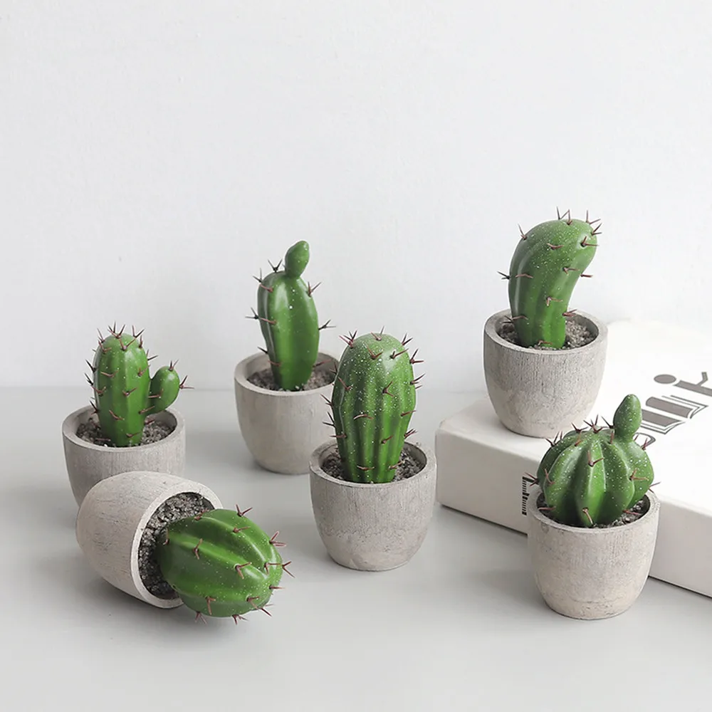 

Simulation Cactus Potted Ornaments Resin Prickly Pear Cactus Pillar Succulent Simulation Plant Decoration Bonsai