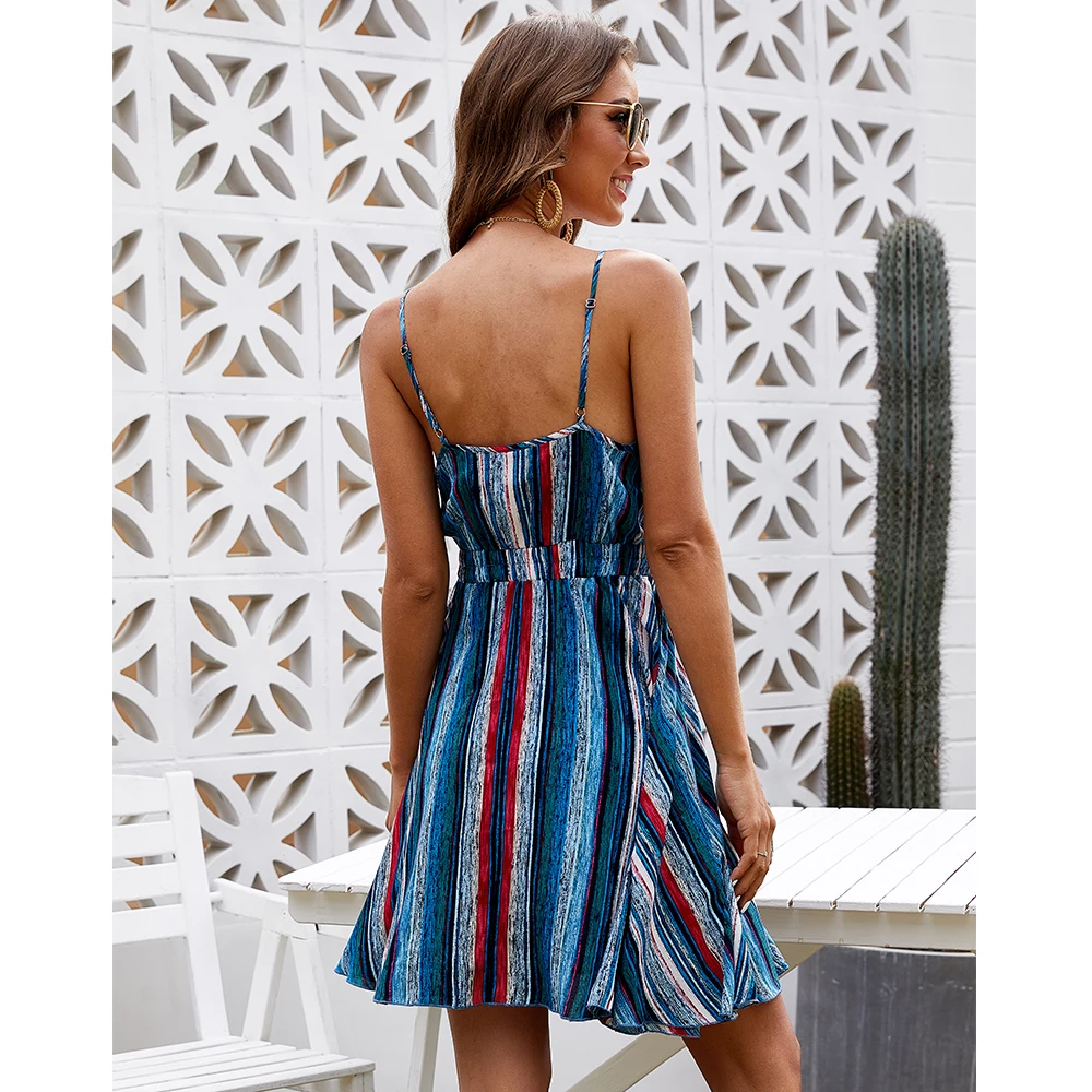 

Sexy V-neck Strap Dress Women Summer Sun Dress Fashion Party Dresses Female Ladies Elegant Summer Clothes