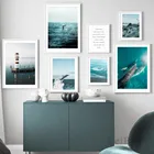 Тихий морской океан, Кит, дельфин, морской пейзаж, постер, настенная Картина на холсте, скандинавские настенные картины для гостиной, Декор для дома