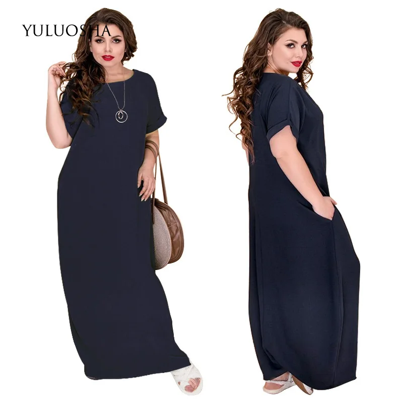 Вечернее платье YULUOSHA с круглым вырезом и карманами а-силуэт длинные элегантные