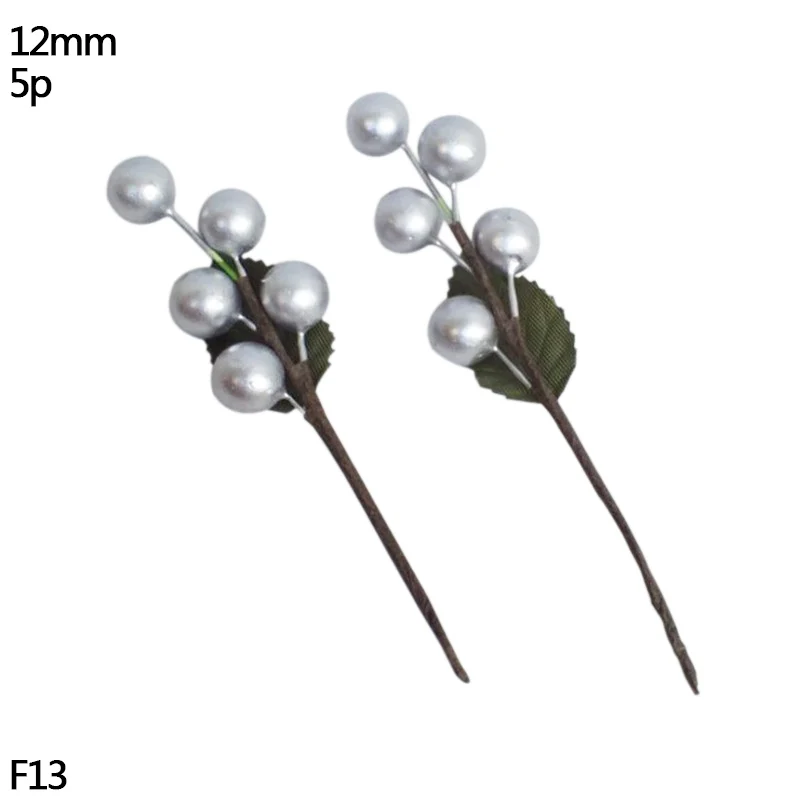 S13-5pcs silver Золотой Серебряный цветок вишня тычинки ягоды Набор DIY Рождество Свадьба День Рождения Вечеринка украшения DIY ВЕНОК ремесло цветок тычинки - Цвет: S13-5pcs silver