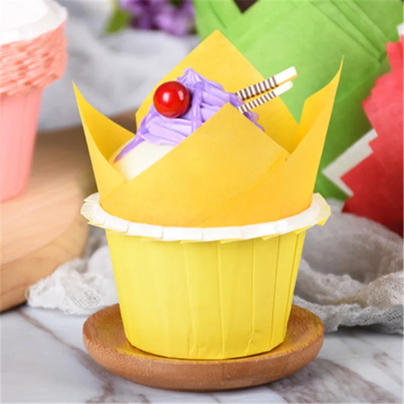 Форма для обертывания кексов с оранжевым тюльпаном подкладка выпечки бумажный