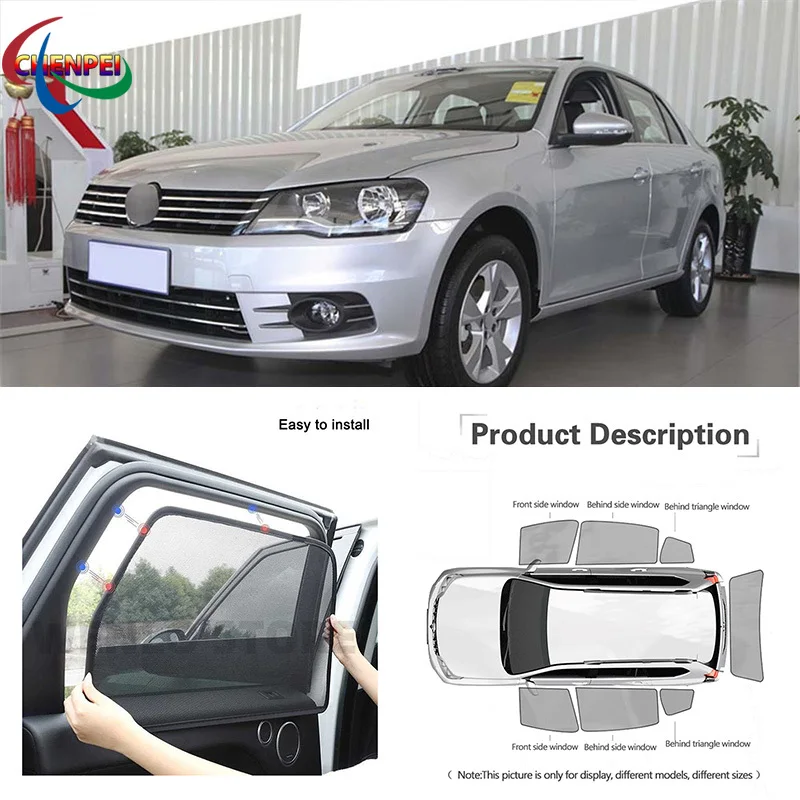 For VolksWagen Bora 2009-2014 Car Full Side Windows Magnetic Sun Shade UV Protection Ray Blocking Mesh Visor Car Accessories