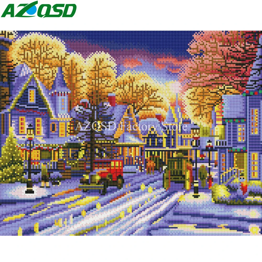 Алмазная живопись AZQSD зимняя живописная светильник рождественский подарок