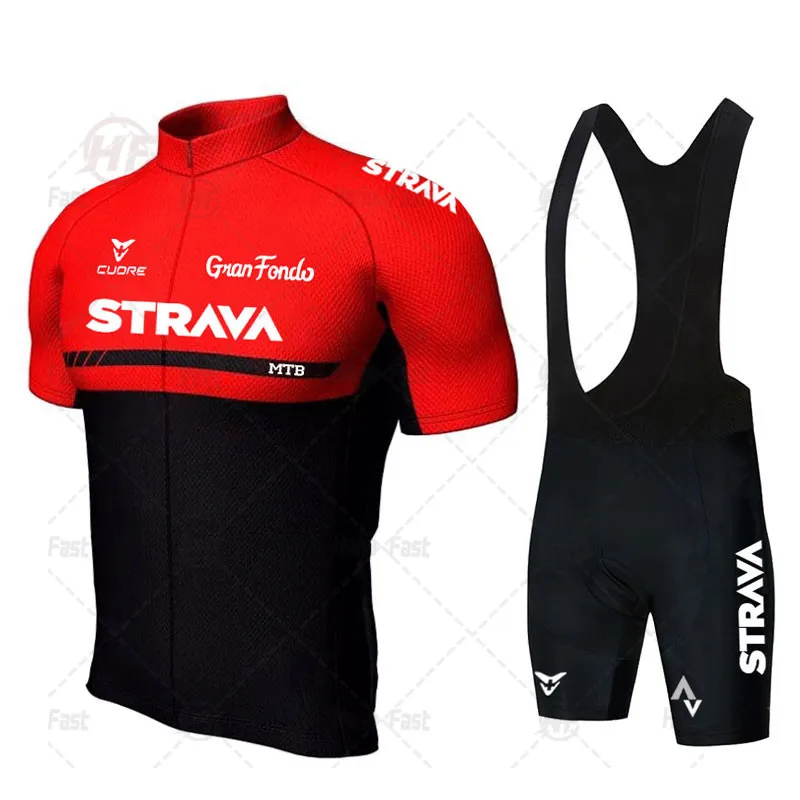 

Strava Pro Cycling Set Men's Cycling Jersey Short Sleeve Bicycle Clothing Kit Mtb Bike Wear Triathlon Uniforme Maillot Ciclismo