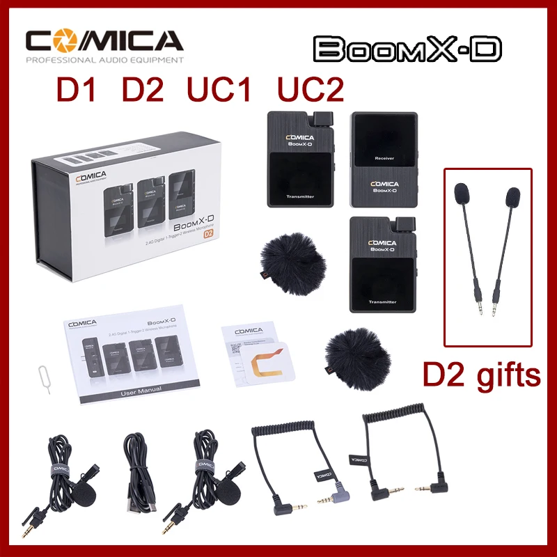 

Comica BoomX-D D1 D2 UC1 UC2 MI1 MI2 Wireless Microphone For Smartphone Cellphone Mic Receiver Video Digital Transmitter Kit
