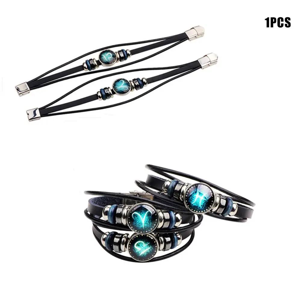 

States Retro Multi-Layer 12 Twelve Constellation Bracelet Diy Punk Couple Leather Bracelet Constellation Jewelry