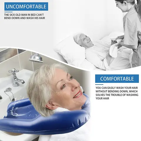 Портативная надувная раковина для шампуня из ПВХ, легкая раковина для мытья волос, складной парикмахерский лоток для головы для пожилых людей с ограниченными возможностями