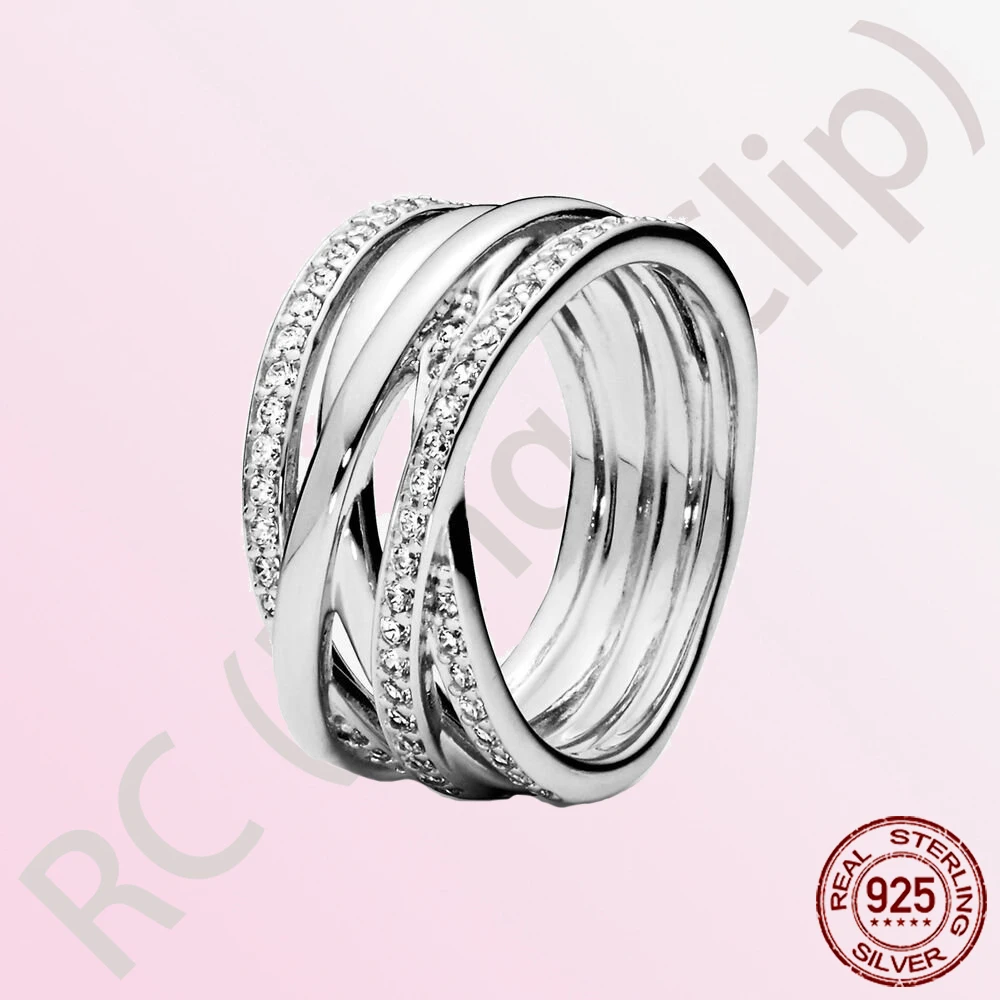 

2021 New Sparkling & Polished Lines Ring 100% 925 Sterling Silver Rings for Women Engagement Jewelry Anniversary