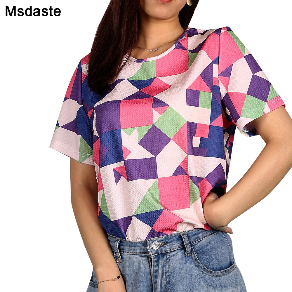 

T Shirt Women Summer Plaid Striped Female Tees Tops 2020 New Short Sleeve Ladies Knitted Tshirts Casual O-neck Woman T-shirts