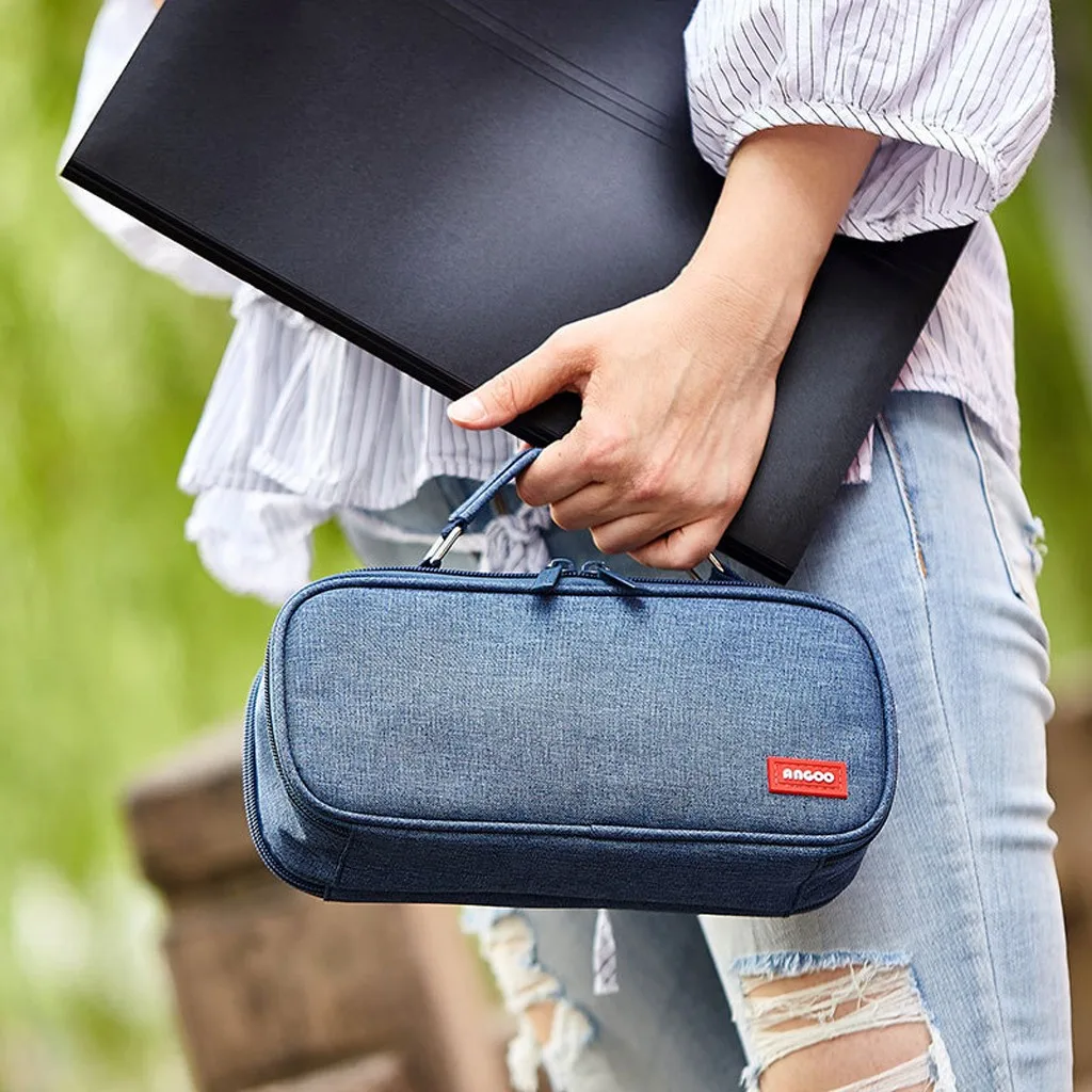 

Creative Canvas Solid Color Large Capacity Pencil Bag Cosmetic Storage Bag Home Office & School Storage Student Pencil Case