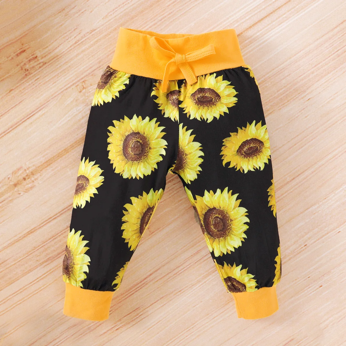 

3Pcs Baby Girl Fall Outfits, Long Sleeve Letter Print Ruffle Romper + Elastic Waist Sunflower Pants + Headband Set ropa de bebe