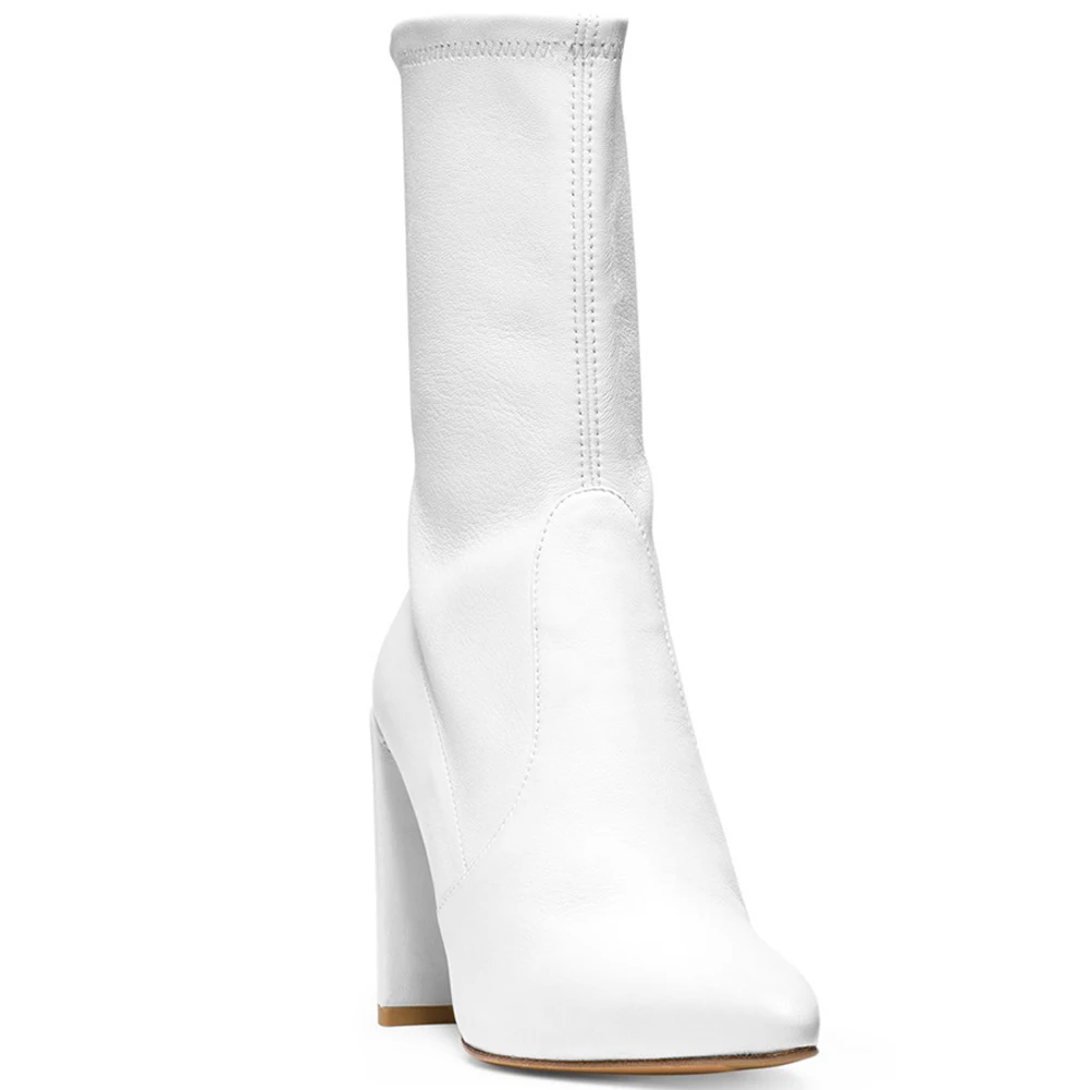 Женские сапоги до середины икры на массивном высоком каблуке Соблазнительные