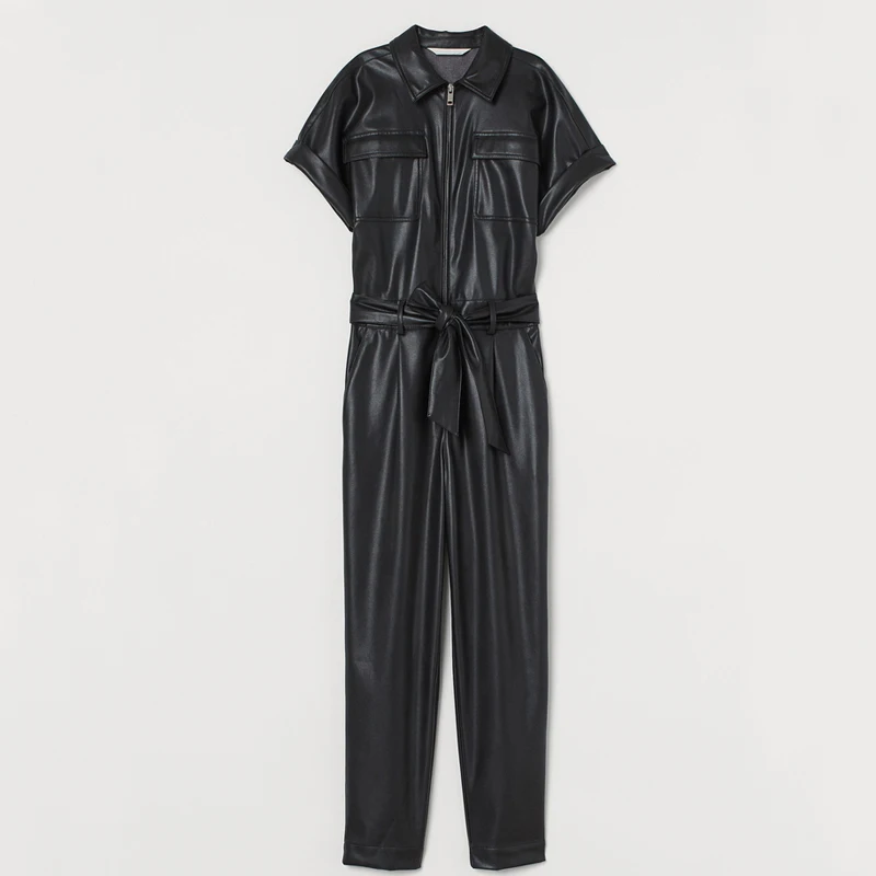 Женский Облегающий комбинезон ZOEPO элегантный из искусственной кожи на молнии