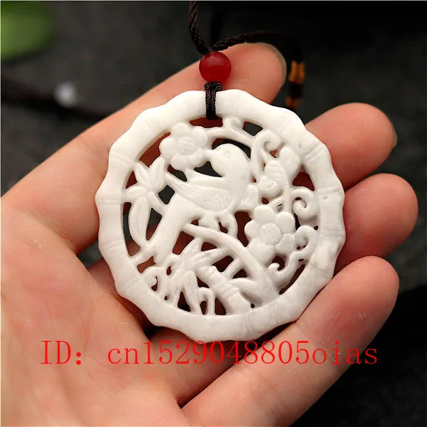 Натуральный белый китайский Нефритовый Цветок Птица кулон ожерелье модное