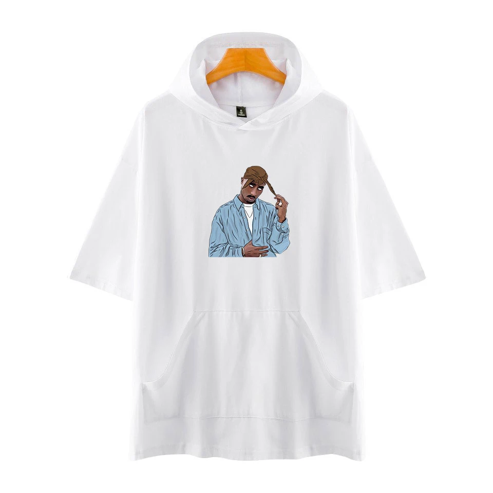 

2PC Hip Hop Style Custom Printed Rap Hooded T-shirts Women/Men Summer Short Sleeve Tshirts Harajuku Casual Streetwear Clothes