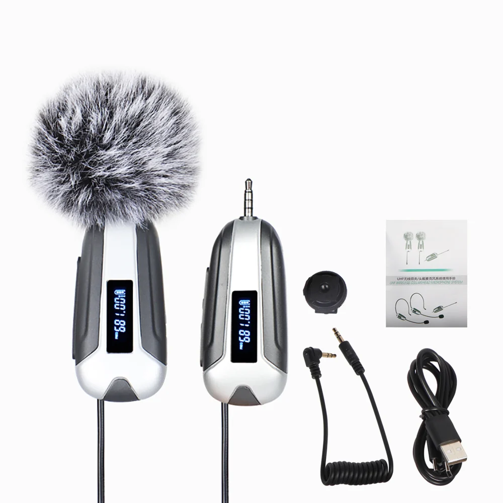 

Микрофон петличный беспроводной, FX-666, UHF, для профессиональной записи видео мобильный телефон, прямых трансляций, видеоблогов