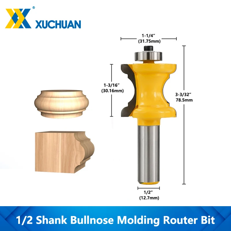 

Face Bullnose Molding Router Bit Wood End Mill 1/2 Shank Tungsten Carbide Engraving Bits Flush Trim Mill Router Edge Router Bits