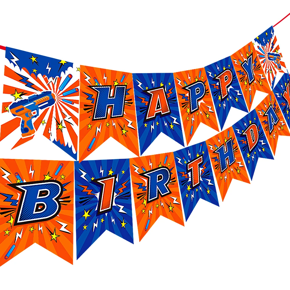 

Dart War Happy Birthday banner for for Nerf Series Blasters Xmas Kid Children Gift for Nerf Party