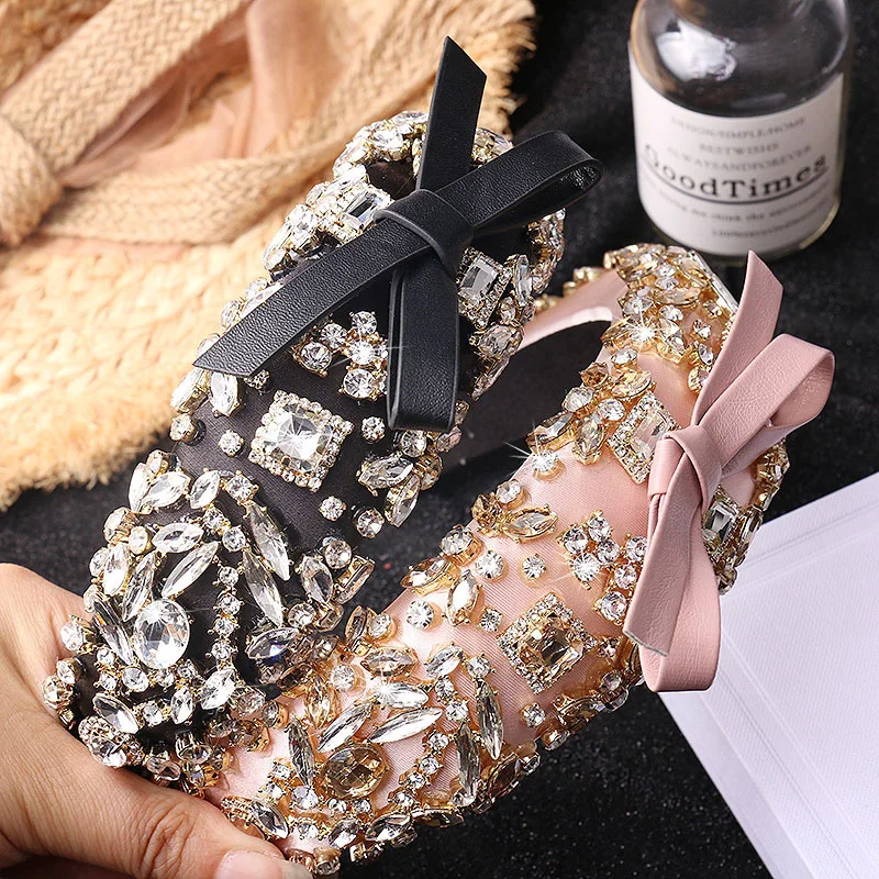 Luxury Full Diamond Baroque Headbands Crystal Rhinestones Personality Party Show Dance Crown Bowknot Turban Headdress Headwear