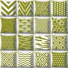 Декоративная подушка армейского зеленого цвета с геометрическим принтом, Подушка Наволочка, чехол для подушки из полиэстера, декоративная наволочка для дивана, 40937