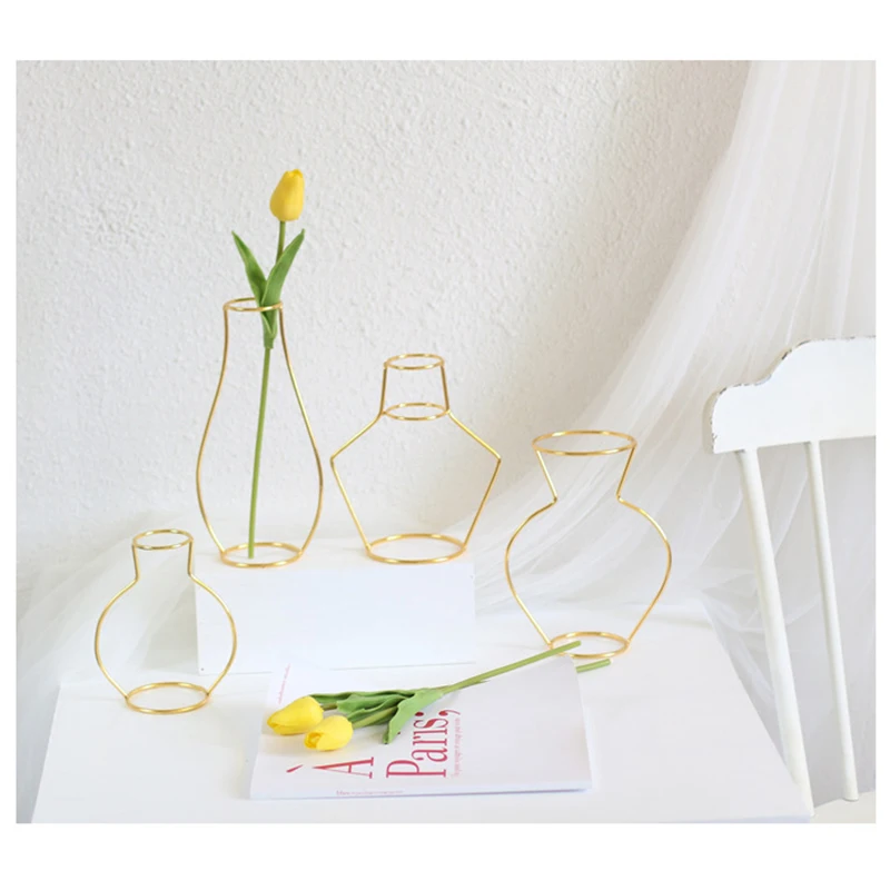 Скандинавская железная ваза металлический держатель для растений Золотая