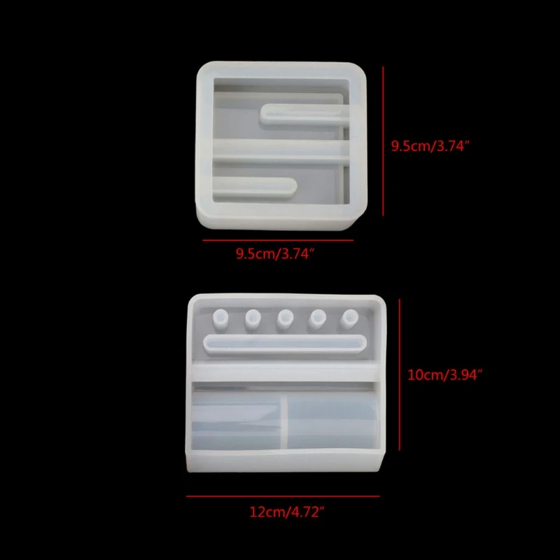 

5Pcs Silicone Mold Card Storage Pen Holder Pencil Holder Ashtray Epoxy Resin Casting Mold Office Desk Ornaments Handmade