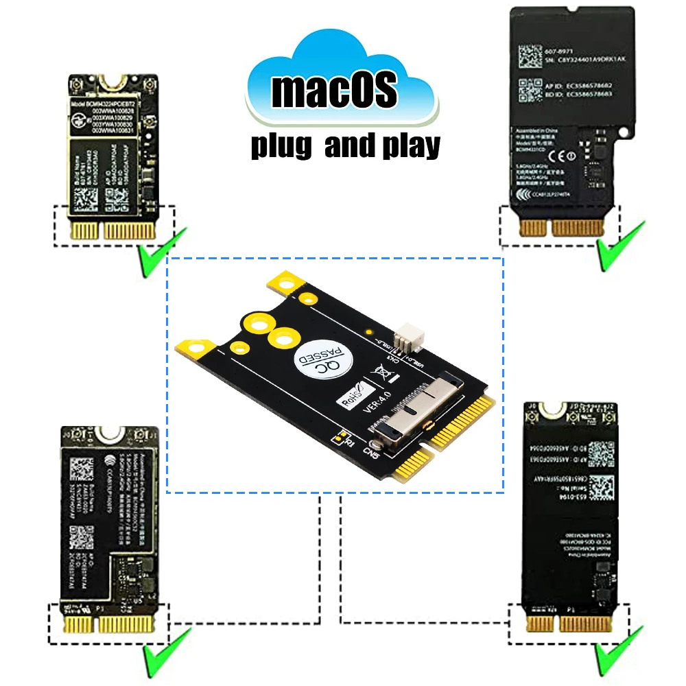 Плата адаптера преобразователя Mini PCIe для Broadcom BCM943602CS BCM94360CD BCM94331 BCM94331CD BCM943224P Wi-Fi и