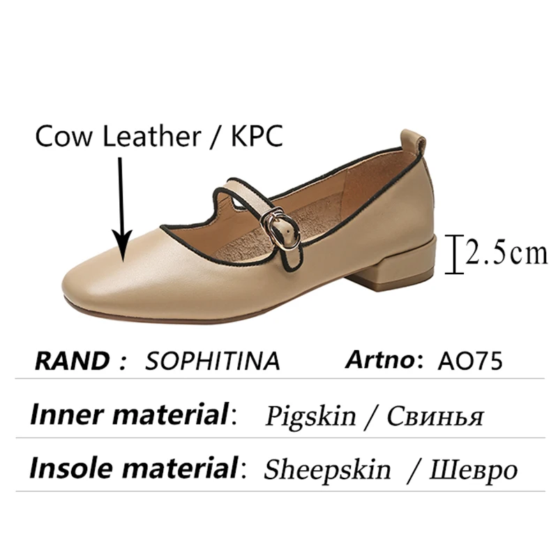 

SOPHITINA Square Toe Women Flats Spring Autumn Casual Buckle Cute TPR Shoes Handmade Cow Leather Mary Jane Wild Fmale Shoes AO75