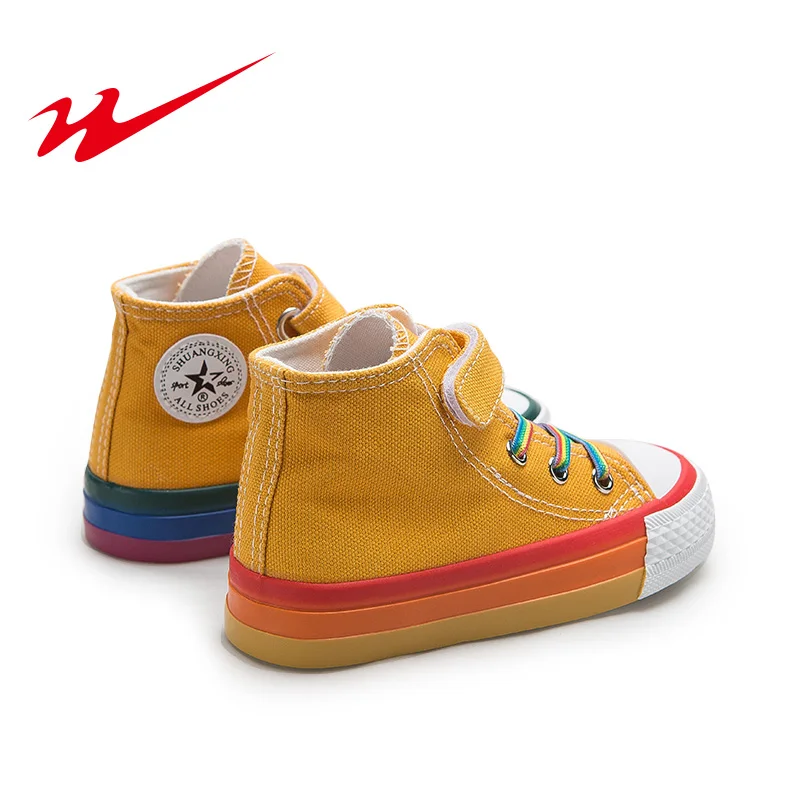 Детская обувь с двойной звездой Парусиновая высоким берцем Обувь для