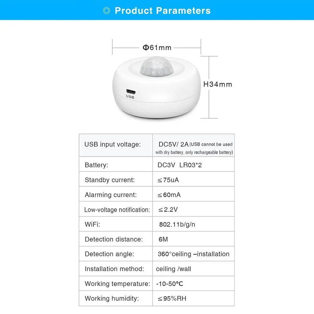 

Wifi Ceiling Infrared Detector PIR Movement Sensor Android For IOS Security Alarm Burglar Alarm System Body Human Motion Se B2B2