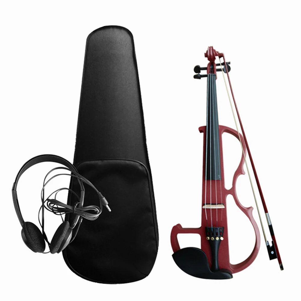 

4/4 Electroacoustic Violin Kit Solid Wood Electric Silent Violin Fiddle Style Basswood Body Ebony Fingerboard Pegs Violin