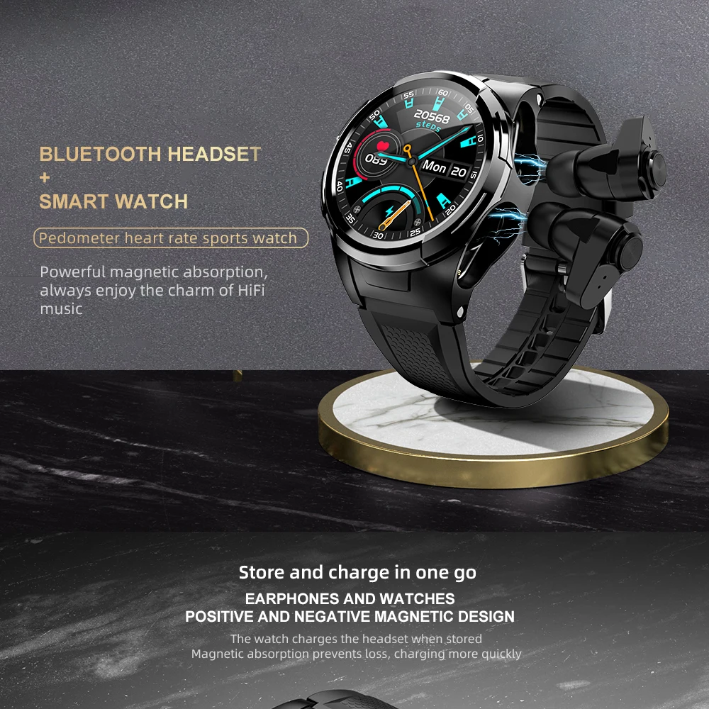 

S201 Smart Watch Men Bluetooth Earphones Body Temperature Thermometer Full Touch Screen Sport Smartwatch Smart S201 Wristband
