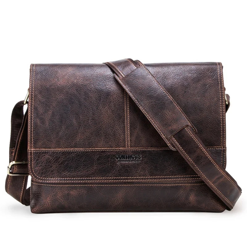 Сумка на плечо мужская из натуральной кожи спортивная сумка для ноутбука