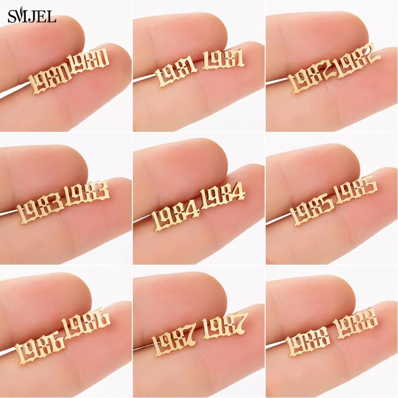 Женские/мужские серьги SMJEL в стиле панк золотистые из нержавеющей стали форме