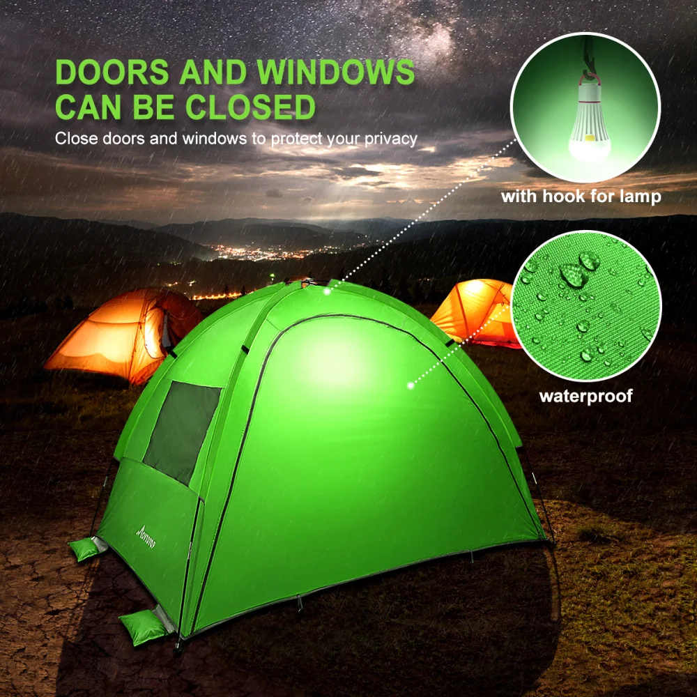 

MOVTOTOP Folding Beach Tent Portable Family Tents Sun Shelter for Hiking Camping Vacation (Green)