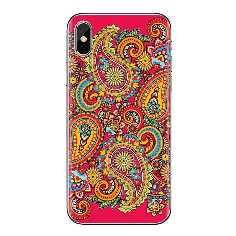 For iPod Touch Apple iPhone 11 Pro 4 4S 5 5S SE 5C 6 6S 7 8 X XR XS Plus Max Ultra Thin Case Paisley Flower Mandala Henna Hippie |