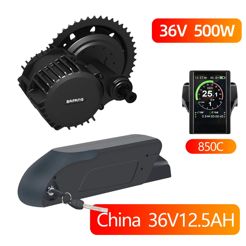 BBS02B BBS02 Bafang 36V 500W комплект электродвигателей с 36V батареей 10.4AH 15Ah литий-ионная батарея Ebike 8Fun комплект преобразования - Цвет: 850C 36V12.5AH China