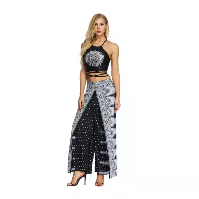 

New Product Fashion Women's Digital Printing Loose Large Size Casual Ethnic Style High Waist Wide Leg Pants Yoga Pants
