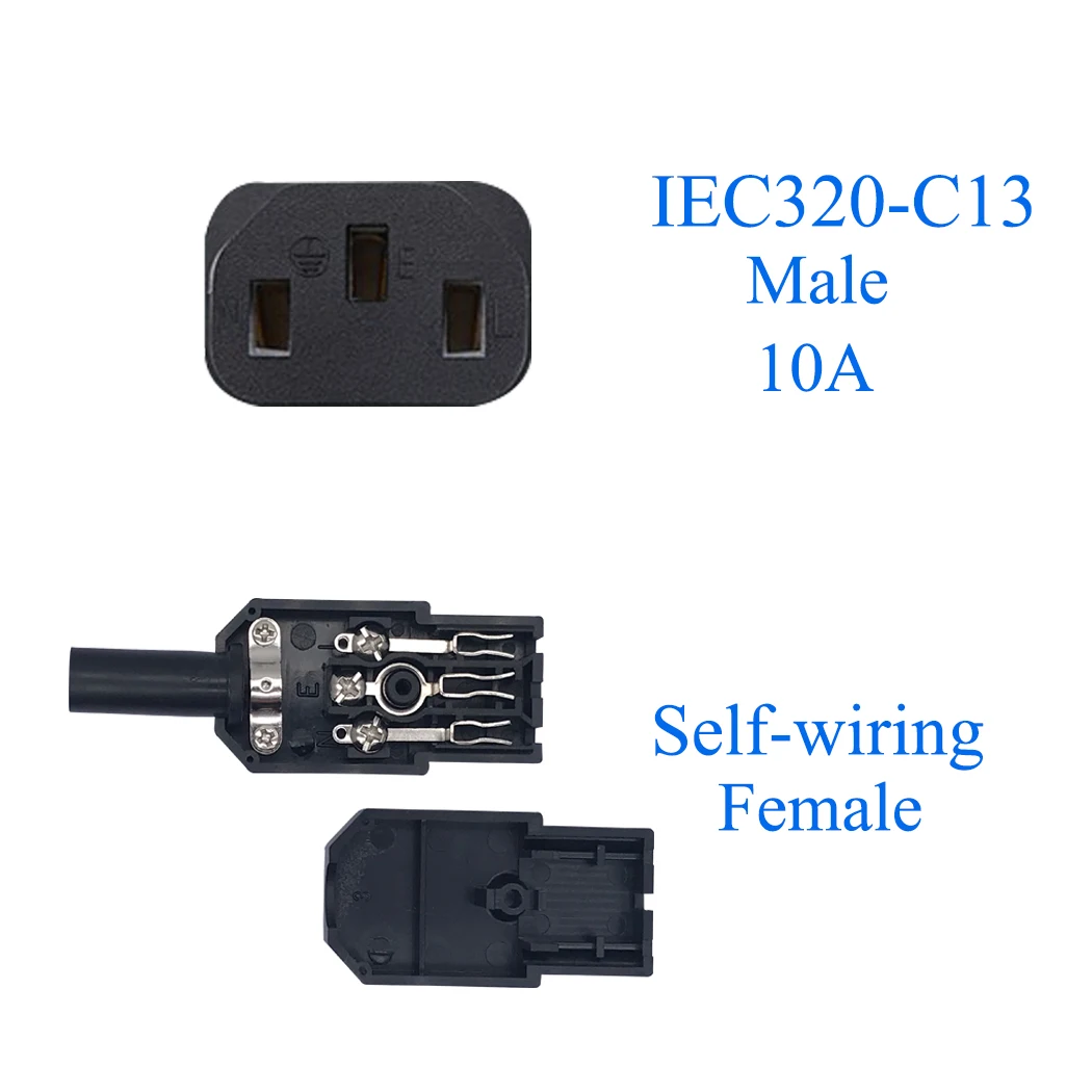 Горизонтальный разъем joriniec C13 IEC 320 съемные вилки для электрического кабеля