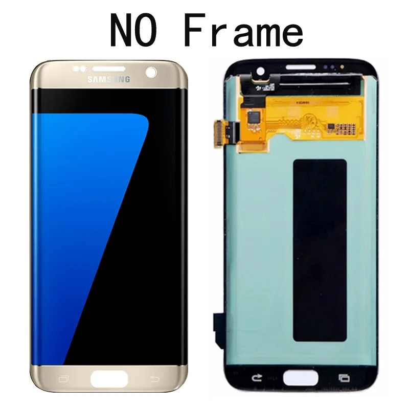 Gold l No frame 5,5 ''Супер AMOLED lcd с рамкой для SAMSUNG Galaxy s7 edge G935 G935F сенсорный экран дигитайзер дисплей+ Сервисный пакет - Цвет: Gold l No frame