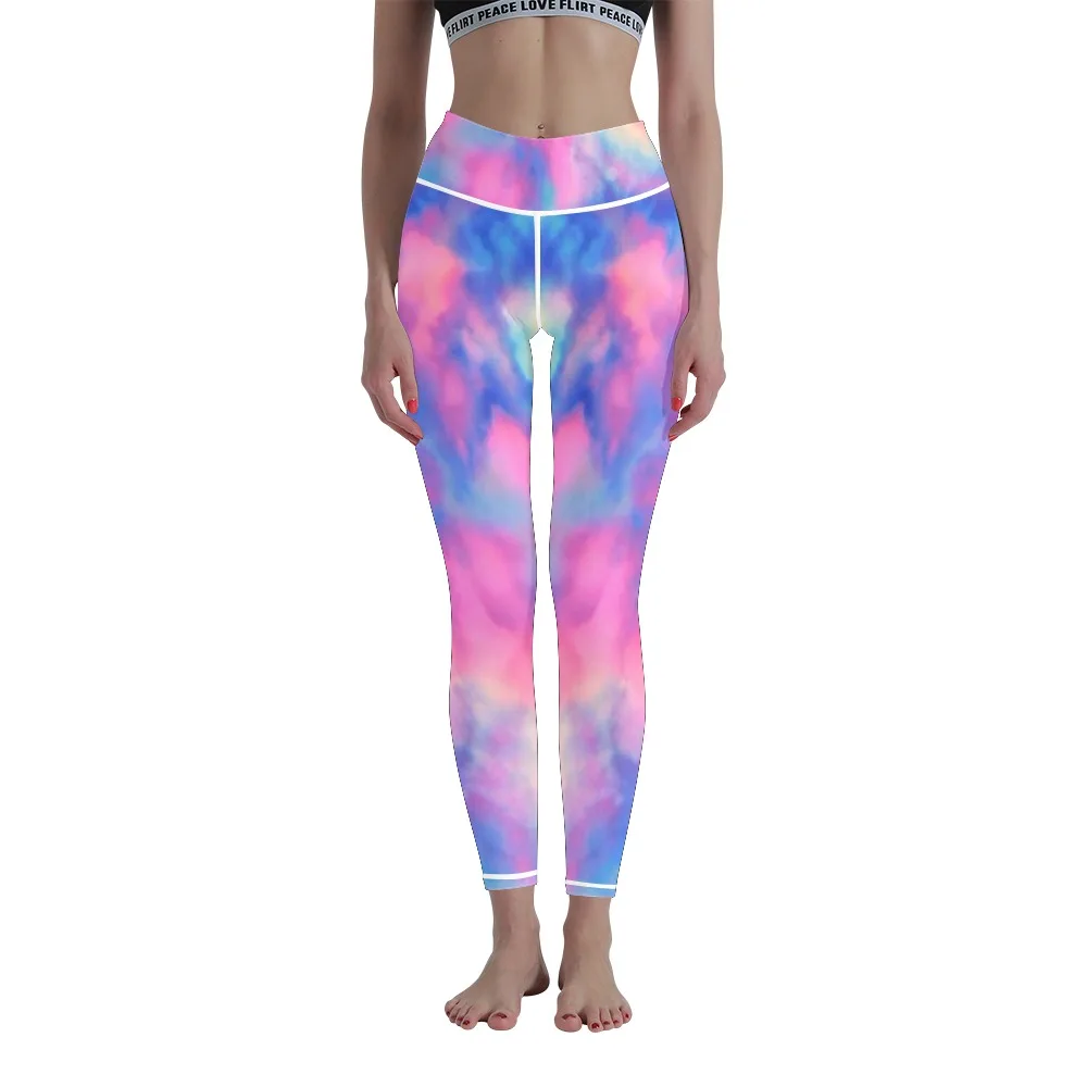 

Tie-dye quick-drying tight leggings sports fitness ladies high-waist yoga pants stretch hip-lifting sports pants leggings