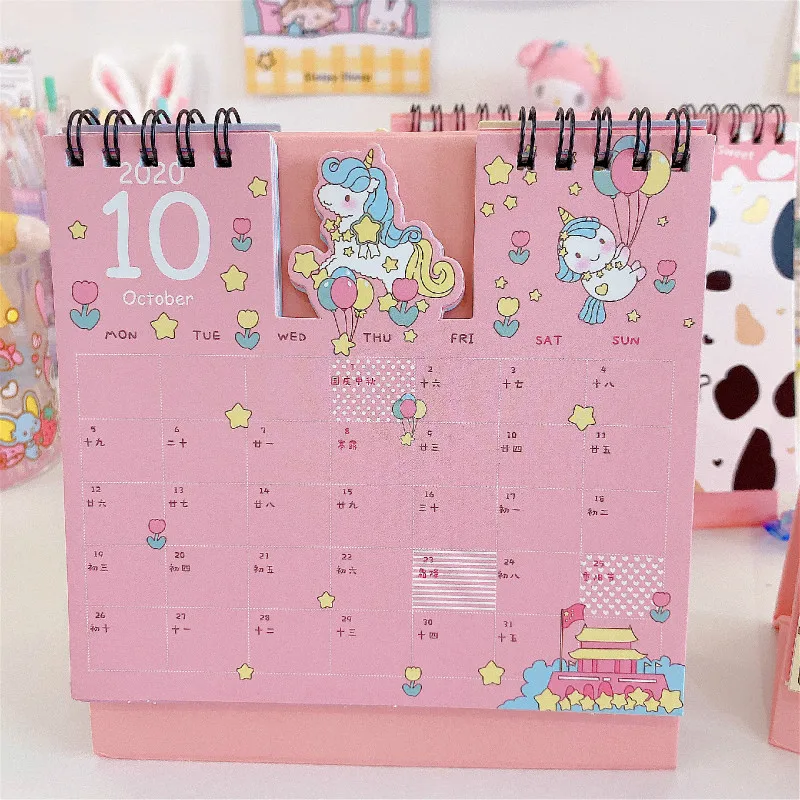Новинка 2021 настольный календарь с мультяшными животными и единорогами двойной