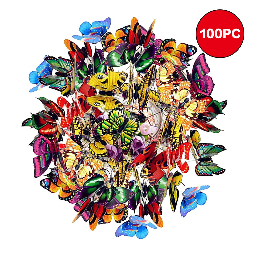 100 шт. Декоративные разноцветные бабочки для украшения сада | Дом и сад