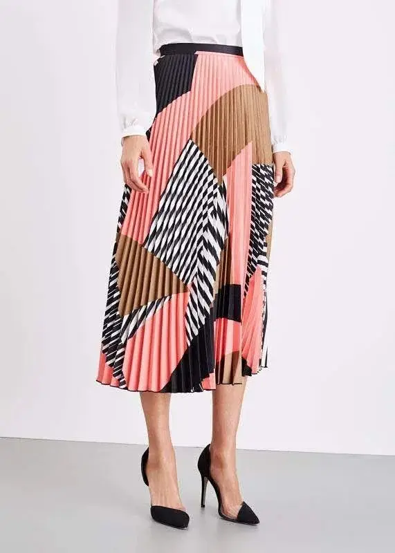 

Skirt 2021 Women Spring and Summer New Skirt Printed Stitching Midi Skirt