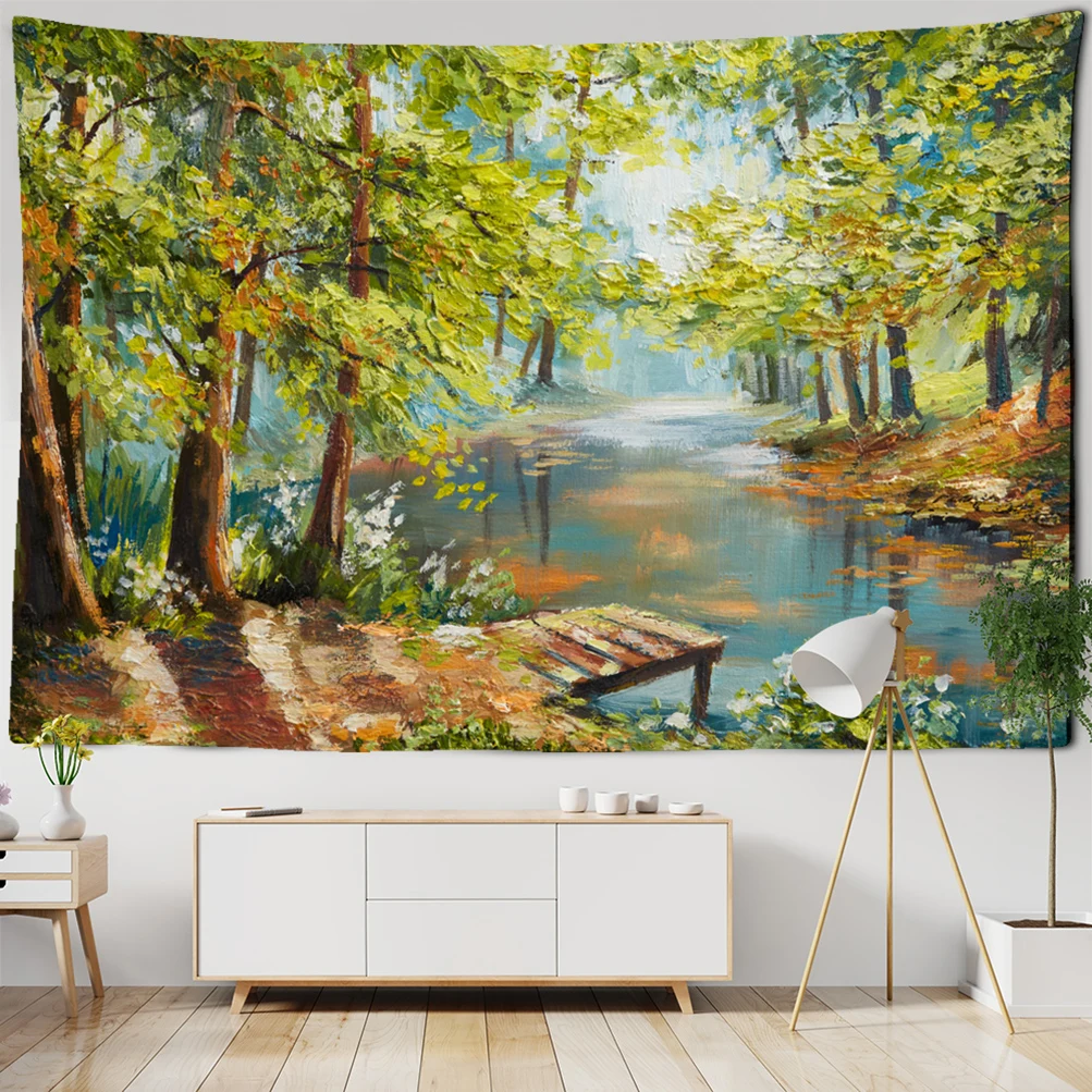 

Happy New Year Decoration Tapestry Forest Fairy Tale Mushroom Decor Wall Hanging Nature Tapestries Psychedelic Hippie Home Decor